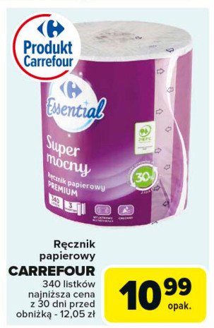 Ręcznik papierowy super mocny Carrefour essential promocja