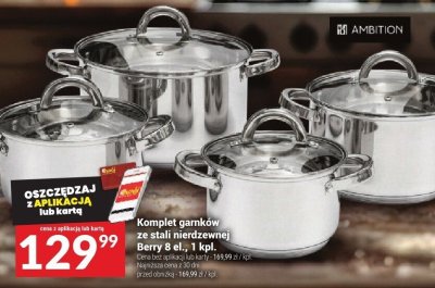 Komplet garnków ze stali nierdzewnej Berry 8 el. promocja w Twój Market