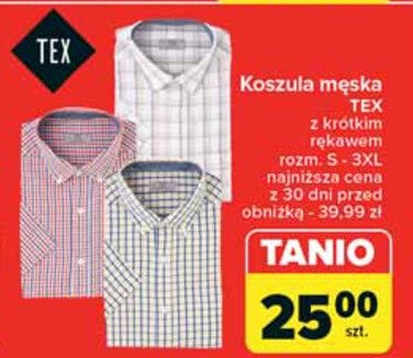 Koszula męska z krótkim rękawem Tex promocja