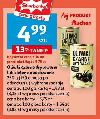 Oliwki zielone nadziewane pastą paprykową Auchan promocja