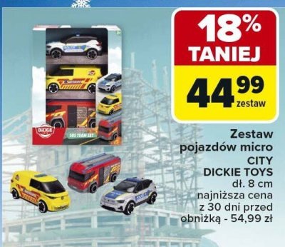 Zestaw pojazdów micro CITY DICKIE TOYS dł. 8 cm promocja w Carrefour