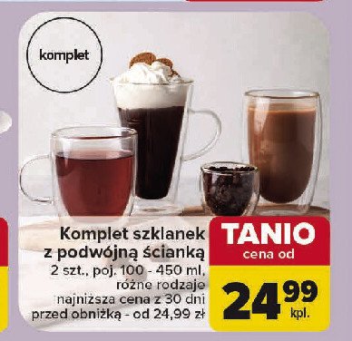 Komplet szklanek podwójne ścianki 350 ml promocja w Carrefour Market