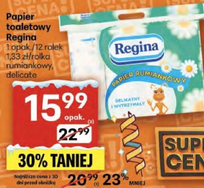 Papier toaletowy Regina rumiankowy, delicate 1 opak./12 rolek promocja w Delikatesy Centrum