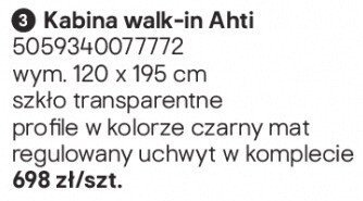 Kabina walk-in Ahti promocja w Castorama