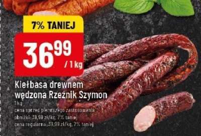 Kiełbasa drewnianą wędzóną Rzeźnik Szymon promocja w POLOmarket