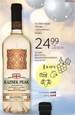 Wino Kazbek Peak Rkatsiteli 750 ML promocja w Selgros