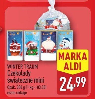 Czekolady świąteczne mini WINTER TRAUM różne rodzaje promocja w Aldi