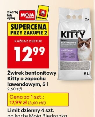 Żwirek bentonitowy Kitty z zapachu lawendowym 5 l promocja w Biedronka