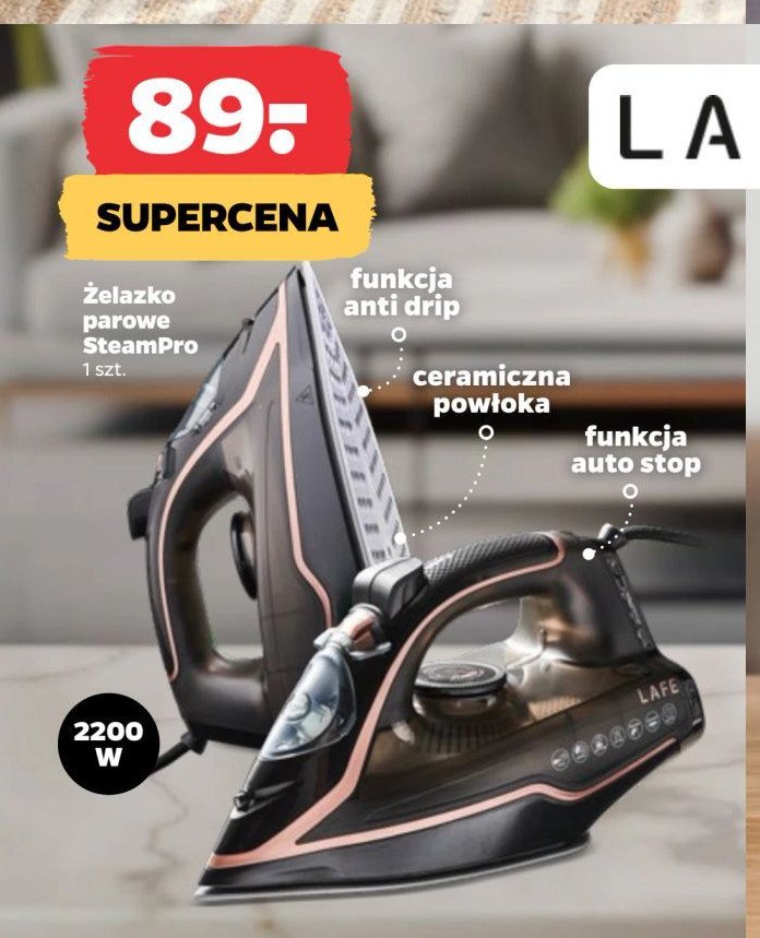 Żelazko parowe 2200 w Lafe promocja w Netto