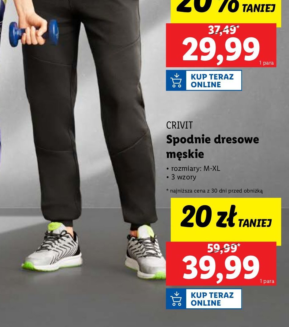 Spodnie dresowe męskie m-xl Crivit promocja w Lidl