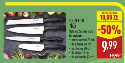 Nóż CROFTON - Sztuka/Zestaw 2 szt. do wyboru: szefa kuchni 20 cm, do chleba 20 cm, kuchenny 20 cm, Santoku 15 cm, do obierania (2 szt.) promocja w Aldi
