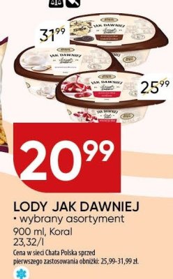 Lody jak dawniej wybrany asortyment Koral promocja w Chata Polska
