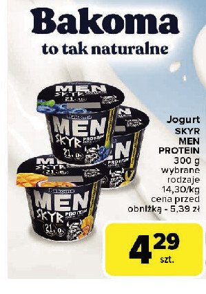Jogurt jagoda Bakoma men skyr protein promocja w Carrefour Market
