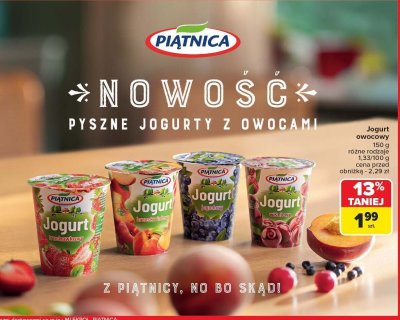 Jogurt owocowy Piątnica różne rodzaje promocja w Carrefour