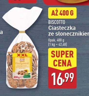 Ciasteczka ze słonecznikiem Biscotto promocja w Aldi