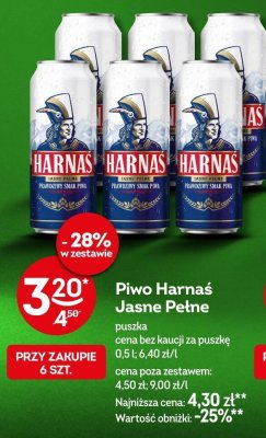 Piwo Harnaś Jasne Pełne puszka 0,5l promocja w Żabka