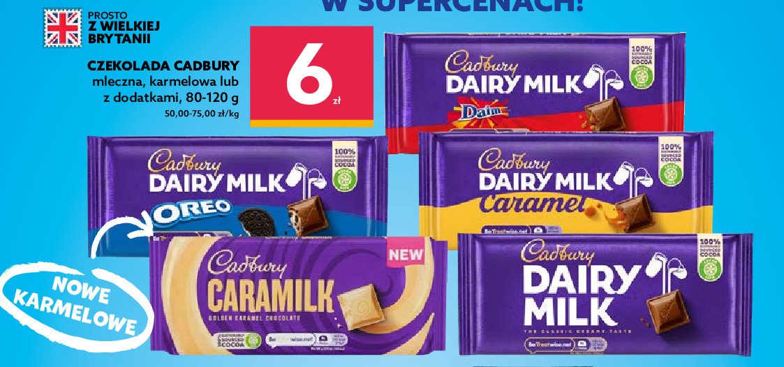 Czekolada mleczna Cadbury dairy milk promocje