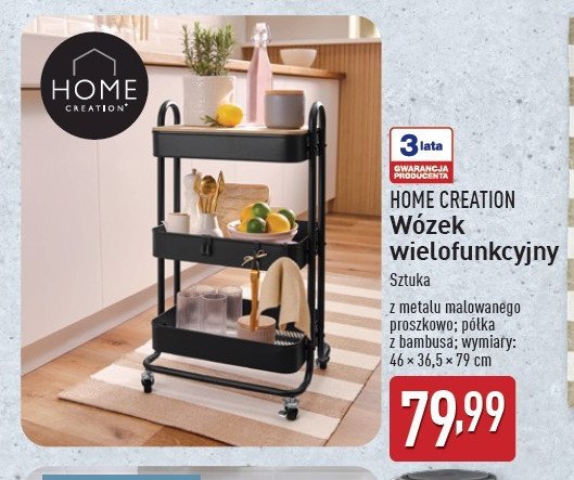 W贸zek do serwowania 46 x 78.5 x 35 cm czarny Home creation promocja