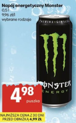 Napój energetyczny Monster promocja w Delikatesy Centrum