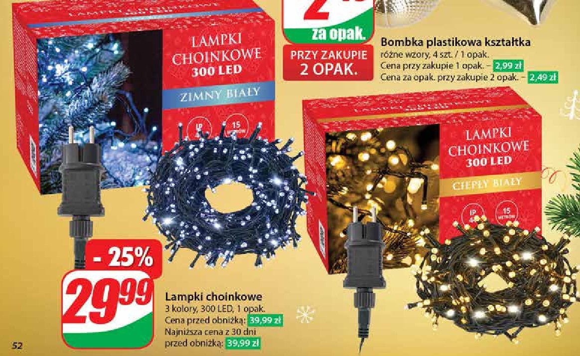 Lampki choinkowe 300 led ciepły biały promocja w Dino