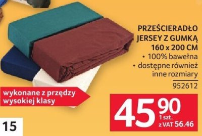 Prześcieradło jersey z gumką 160 x 200 CM promocja w Selgros