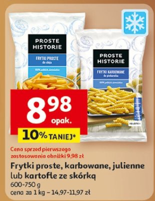 Frytki proste, karbowane, julienne lub ze skórką, 600-750 g promocja w Auchan
