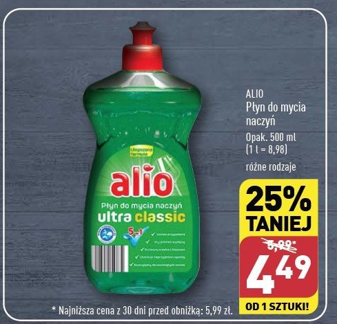 Płyn do mycia naczyń ultra classic Alio promocja w Aldi