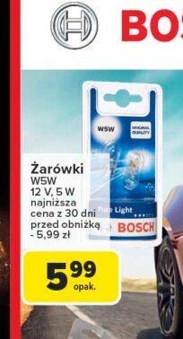 Żarówka samochodowa w5w pure light Bosch promocja w Carrefour