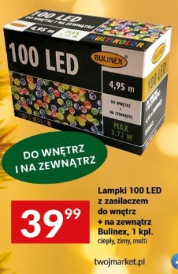 Lampki 100 LED z zasilaczem do wnętrz + na zewnątrz Bulinex, 1 kpl. promocja w Twój Market