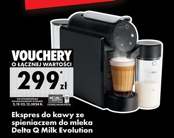 Ekspres milk qool evolution ze spieniaczem do mleka Delta q promocja w Biedronka