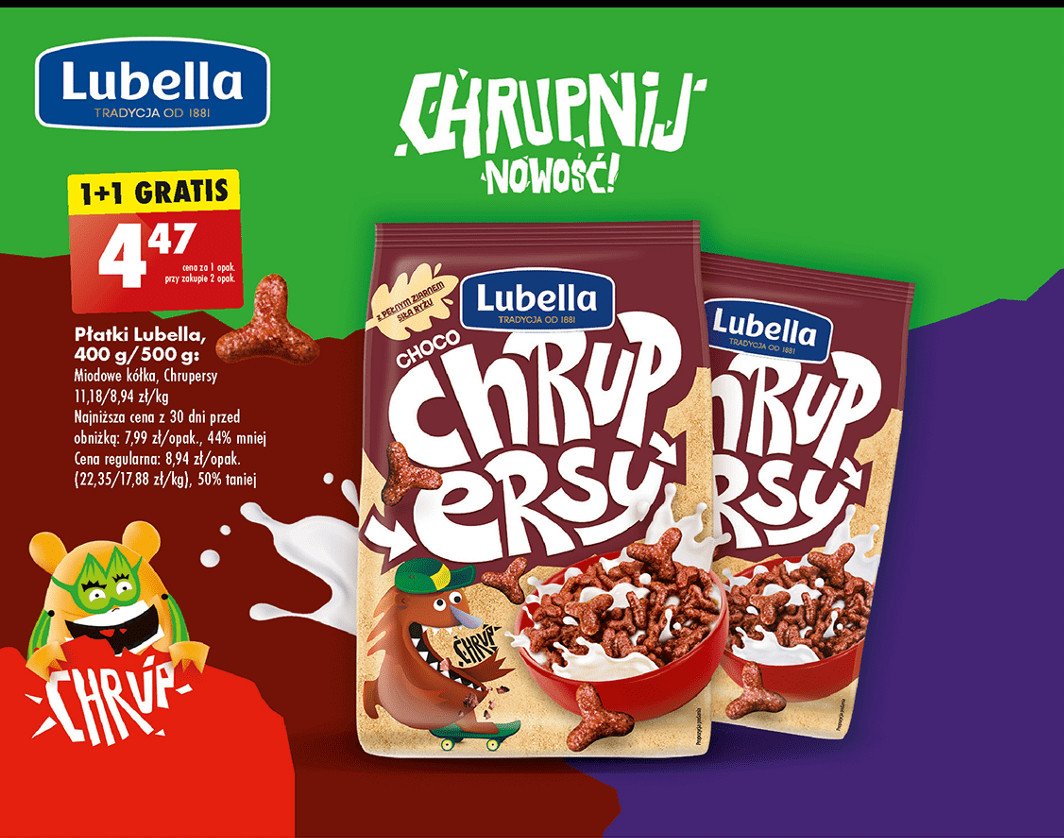 P艂atki czekoladowe Lubella chrupersy promocja