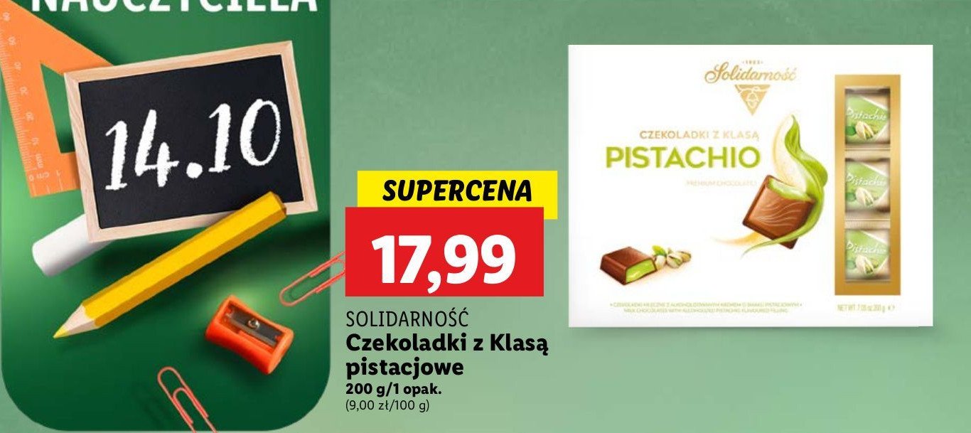 Czekoladki z klasą pistachio Solidarność promocja