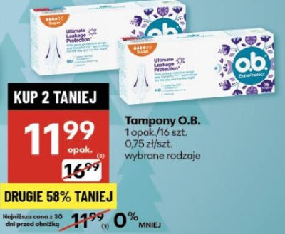 Tampony O.B. 1 opak./16 szt. promocja w Delikatesy Centrum