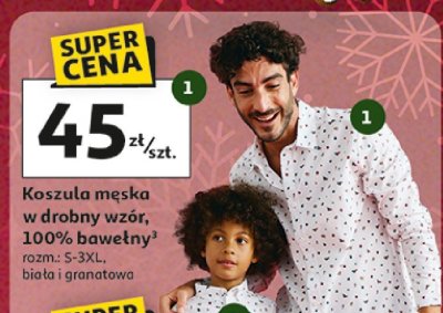 Koszula męska w drobny wzór, 100% bawełny promocja w Auchan