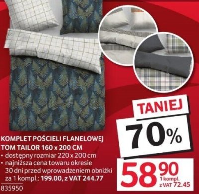 Komplet pościeli flanelowej Tom Tailor 160 x 200 cm promocja w Selgros