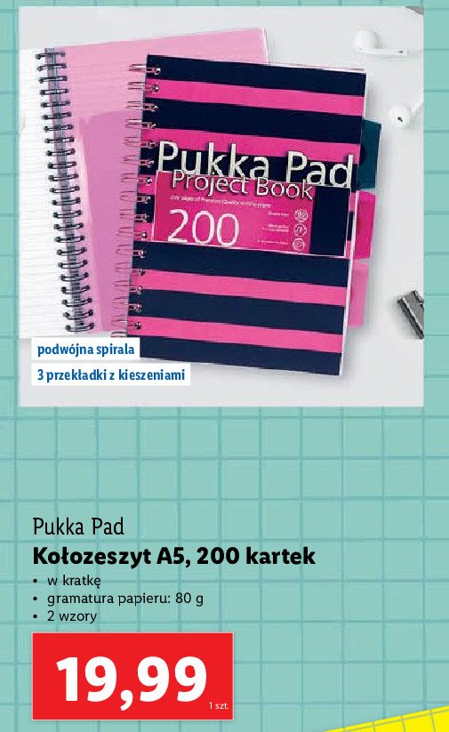 Ko艂ozeszyt a5 200 kartek katka Pukka pad promocja