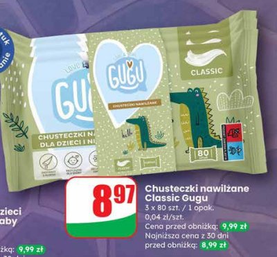 Chusteczki nawilżane Classic Gugu promocja w Dino