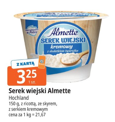 Serek wiejski Almette Hochland z serkiem kremowym promocja w Leclerc