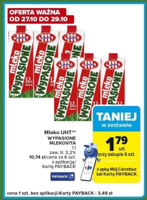 Mleko UHT WYPASIONE MLEKOVITA 1l różne rodzaje promocja w Carrefour Express