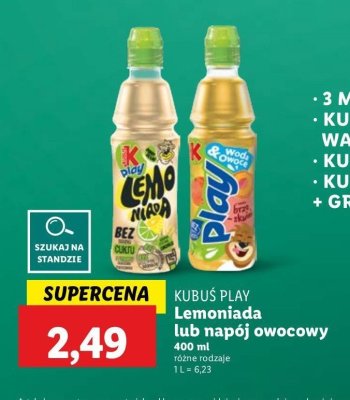 Lemoniada o smaku cytrynowo-limonkowym Kubuś play! promocja