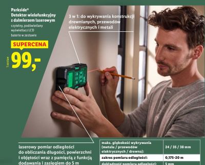 Detektor wielofunkcyjny z dalmierzem laserowym promocja w Lidl