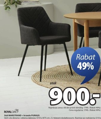 Stół MARSTRAND + krzesło PURHUS ROYAL OAK promocja w Jysk