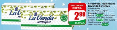 Chusteczki higieniczne LaVenda Sensitive promocja w Dino