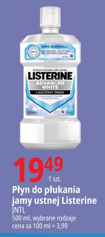 Płyn do płukania ust łagodny smak Listerine advanced white promocja