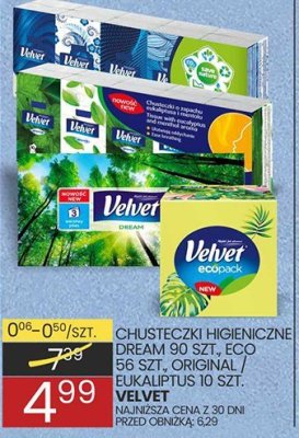 Chusteczki higieniczne Velvet 10 szt. promocja w Wafelek