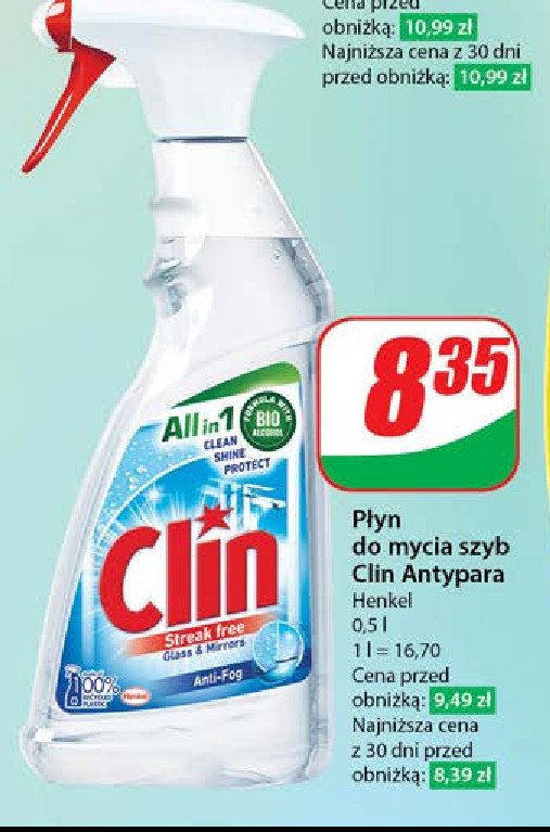 Płyn do szyb anti-fog Clin windows & glass promocja w Dino