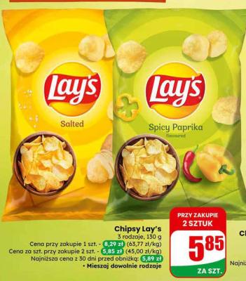 Chipsy Lay's 3 rodzaje promocja w Dino