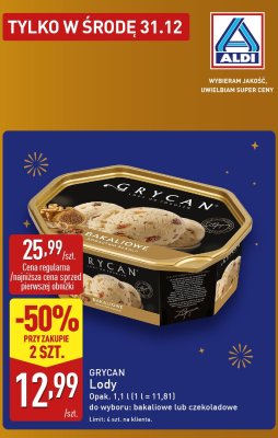 Lody Grycan Bakaliowe promocja w Aldi