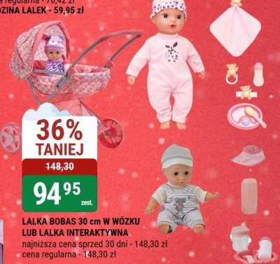 Lalka bobas 30 cm w wózku lub lalka interaktywna promocja w bi1