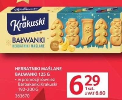 Herbatniki Maślane Bałwanki 125 g w promocji również baranek z lukru krakuski promocja w Selgros